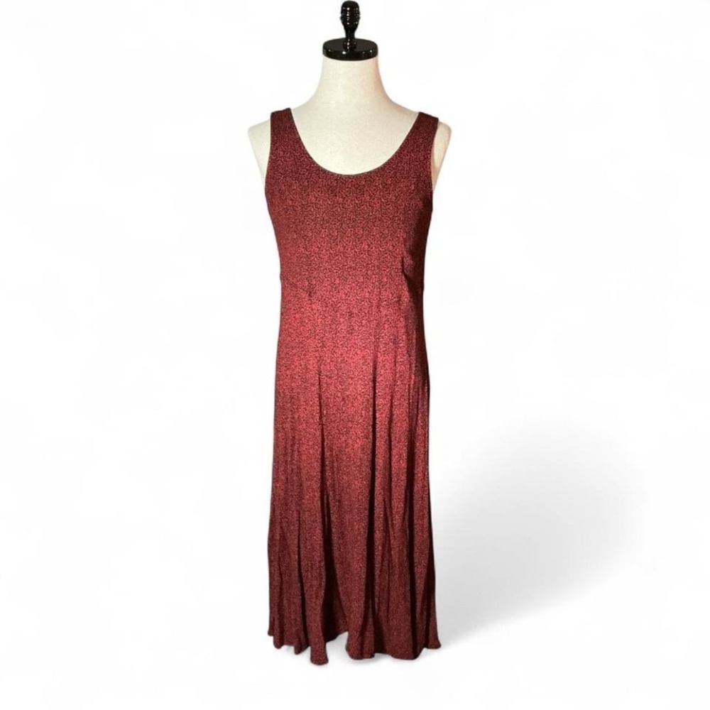 Rabbit‎ Designs Red Black Speckled Crinkle Whimsigoth Maxi Dress Sleeveless 14M